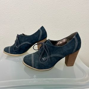 Hush Puppies Blue Suede Heeled Ankle Boot